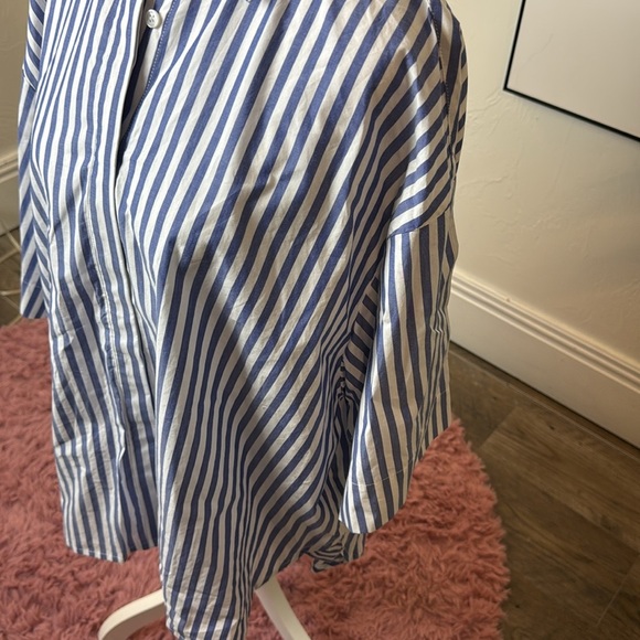 French Connection Blue & White Stripe Oversized Blouse - Picture 2 of 6